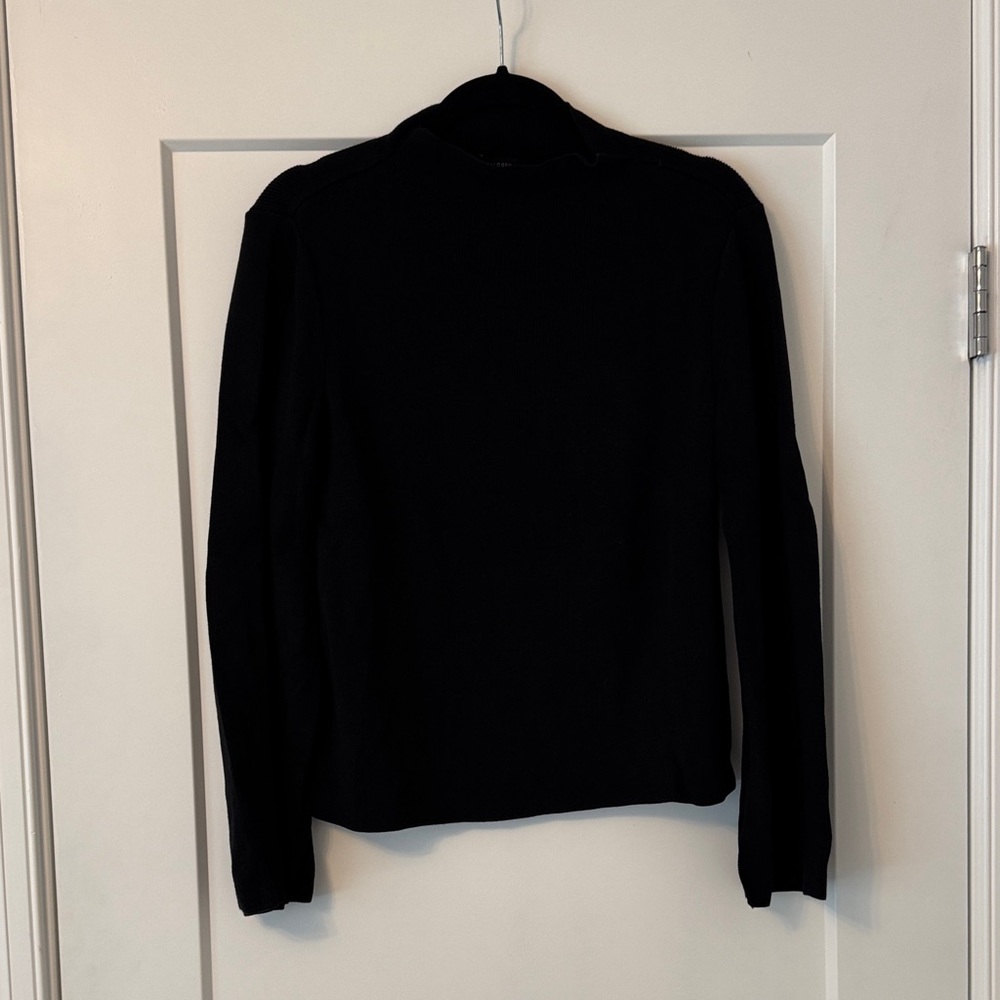 Halogen Funnel Neck Cotton Blend Black Turtleneck Sweater